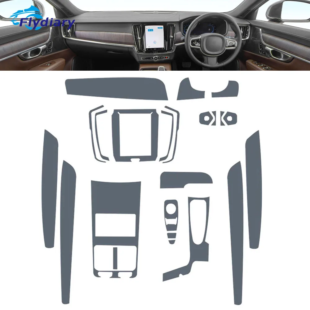 Прозрачная защитная пленка из ТПУ для салона автомобиля Volvo S90 B5 2021-2024 наклейка