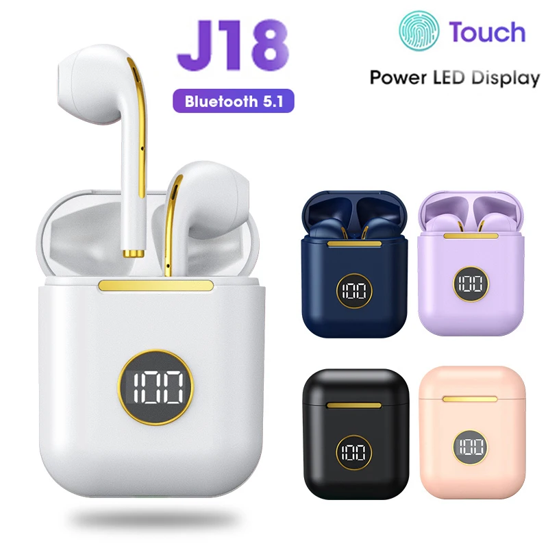 

New Upgraded J18 TWS Wireless Bluetooth 5.1 Headphones with sports Stereo Noise cancelling earbuds with charging box PK Pro6 i7s