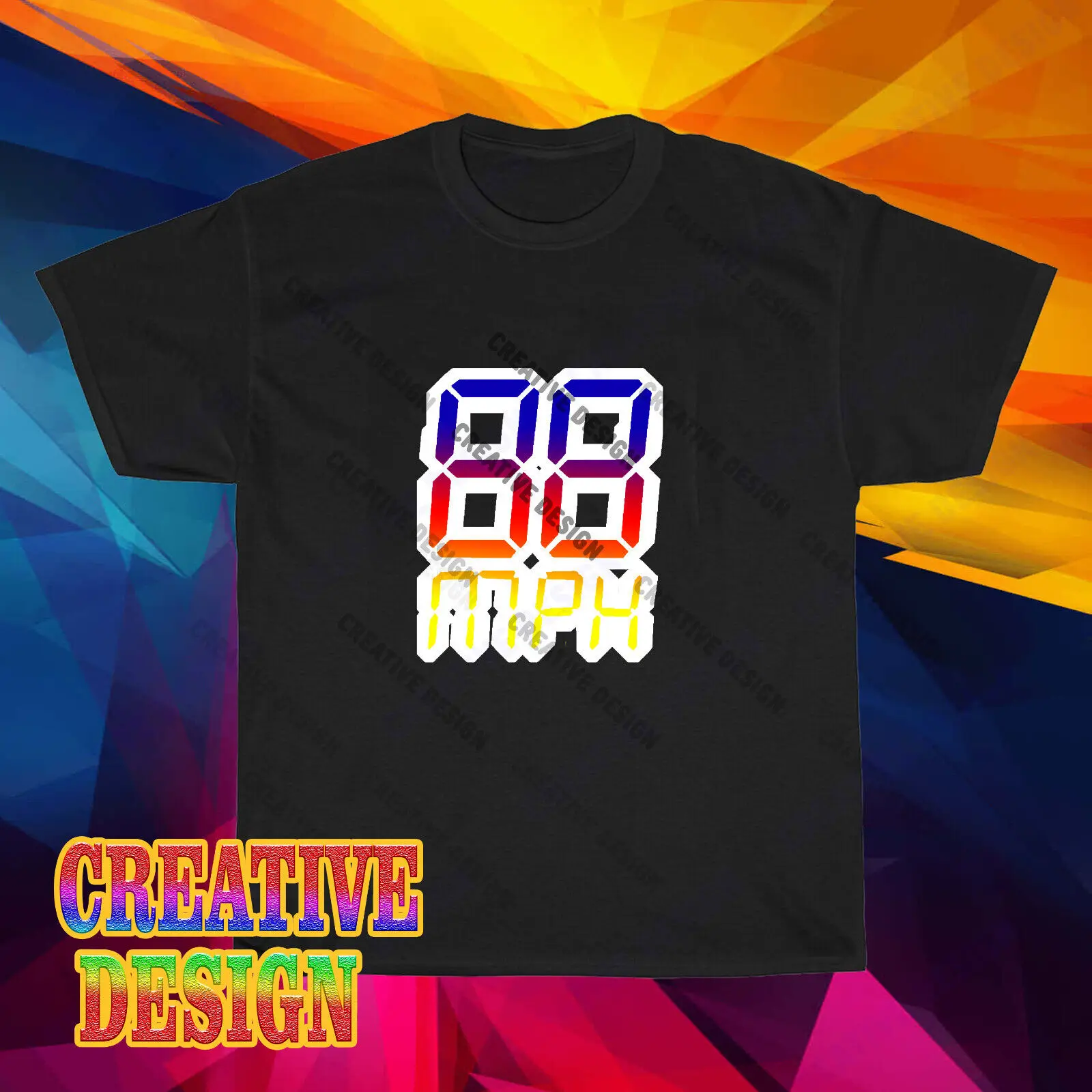 Новая футболка с логотипом Назад в будущее 88 миль/ч Мужская американского