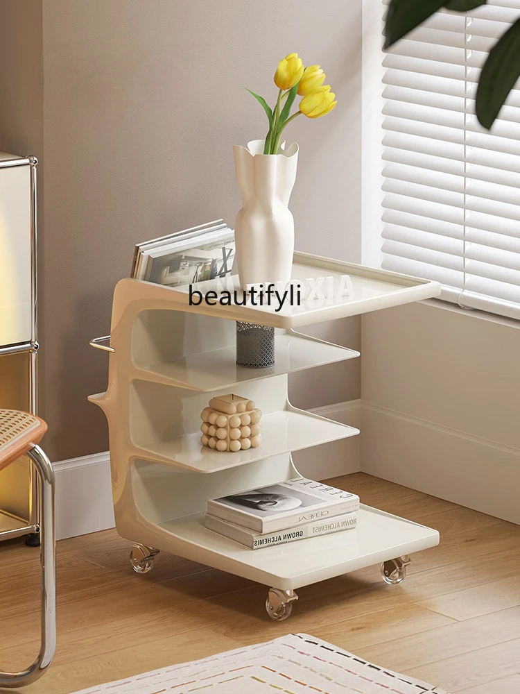 

zqSofa Side Table Acrylic Trolley Removable Bedside Side Cabinet Cream Wind Small Coffee Table
