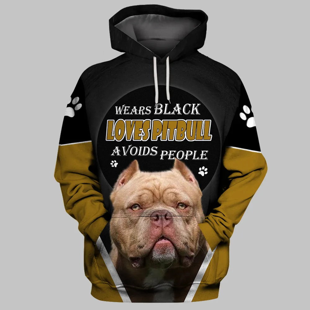 

CLOOCL Loves Pitbull Hoodies 3D Graphic Avoids People Hoodie Animals Dog All Printed Pocket Pullovers Fashion Sweatshirts
