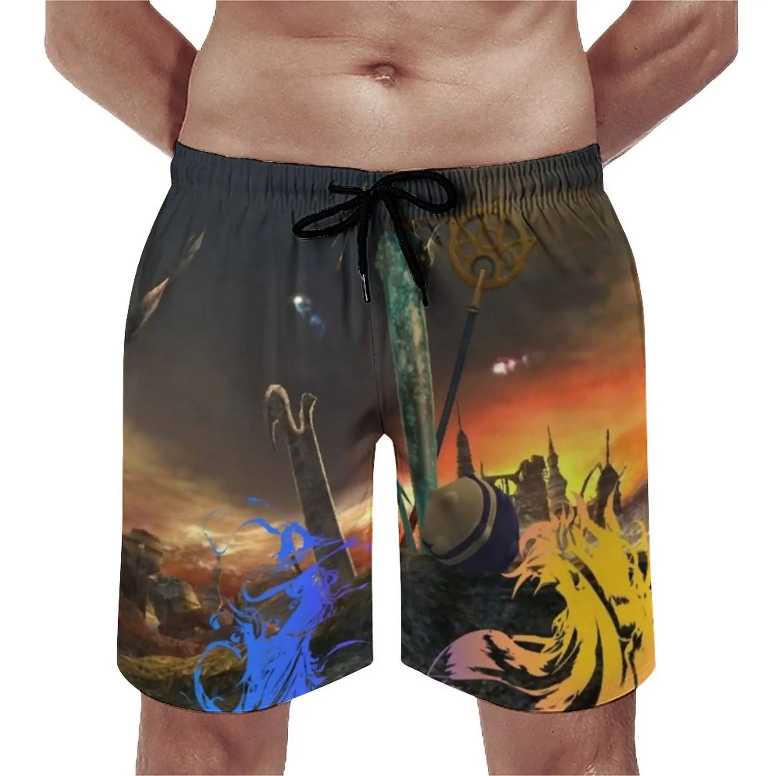 

FINAL FANTASY BAG FINAL FANTASY Board Shorts This Is My Story Game Beach Short Pants Drawstring Classic Customs Swimming Trunks