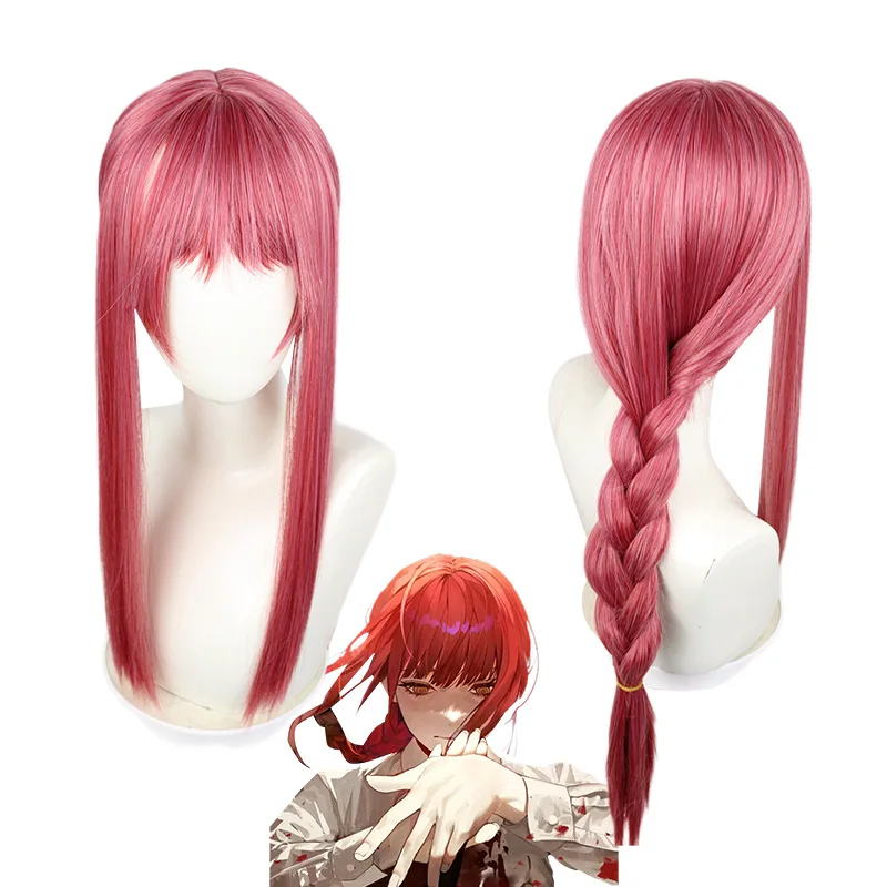

Anime Chainsaw Man Wig Makima Long Rose Red Hair Cosplay Wig Role Play Halloween Hair Synthetic 70cm