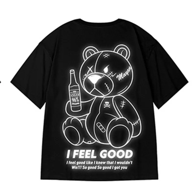 

cartoon graffiti short sleeve t-shirt men's fashion ins loose fat guy half sleeve summer couple large men's T-shirt