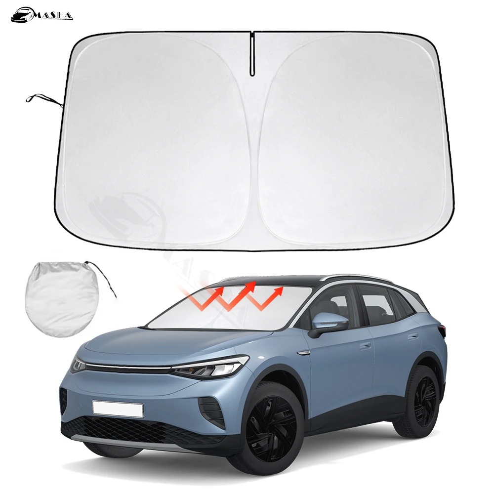 

Солнцезащитный козырек на лобовое стекло для Volkswagen VW ID.4 2021-2024, аксессуары, солнцезащитный козырек, защита от солнца, складные блоки, УФ-лучи