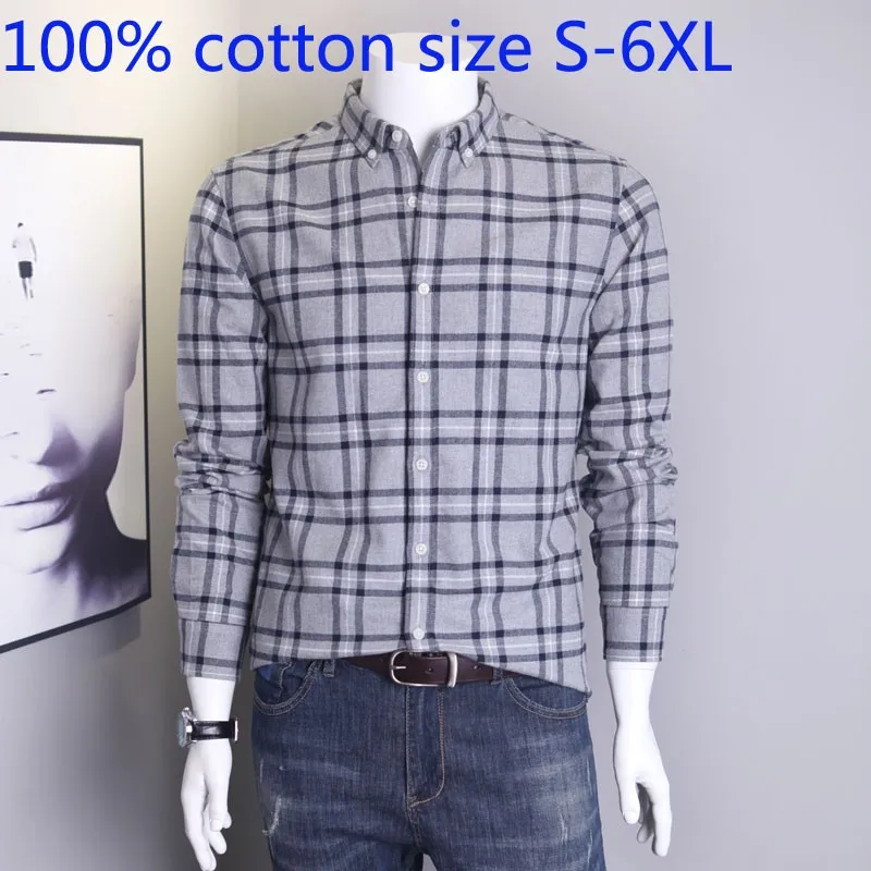 

New Arrival 100% Cotton Autumn And Winter Flannel Men Long Sleeve Casual Warm Casual Shirts Plus Size S M LXL2XL3XL 4XL 5XL 6XL