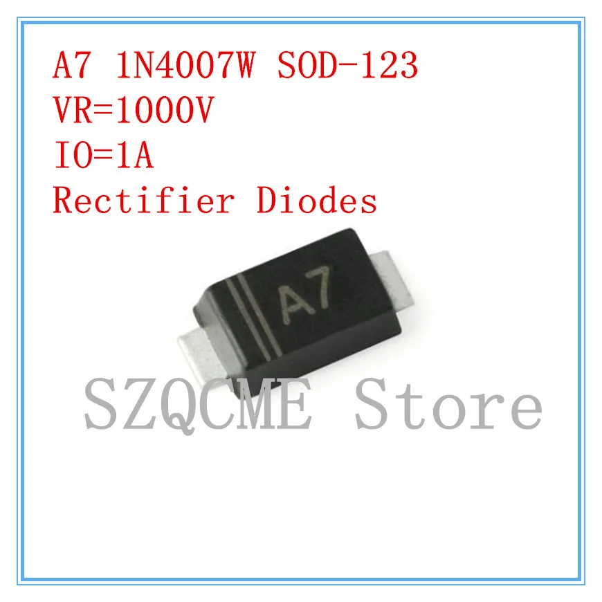50 шт. A7 1N4007W выпрямительный диод 1A 1000V SOD-123 SMD | Электронные компоненты и