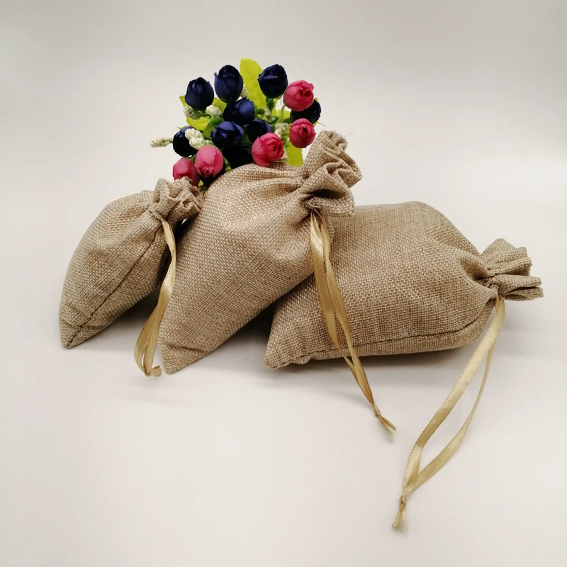 1000pcs Silk Ribbon Jute Bag Sack Drawstring Bag Small Jewelry Bags Pouch for Jewelry Packaging Display Wed Christmas Gift Bag