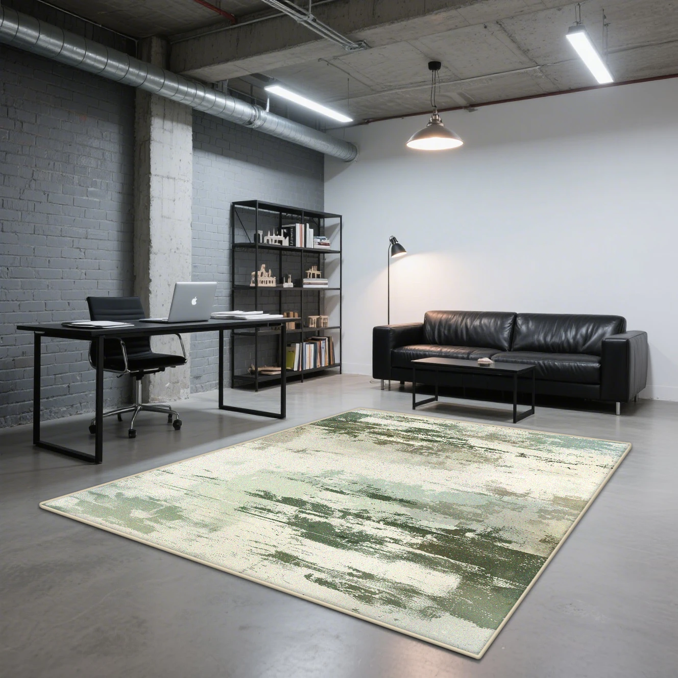 

Современный зеленый ковёр из полиэстера