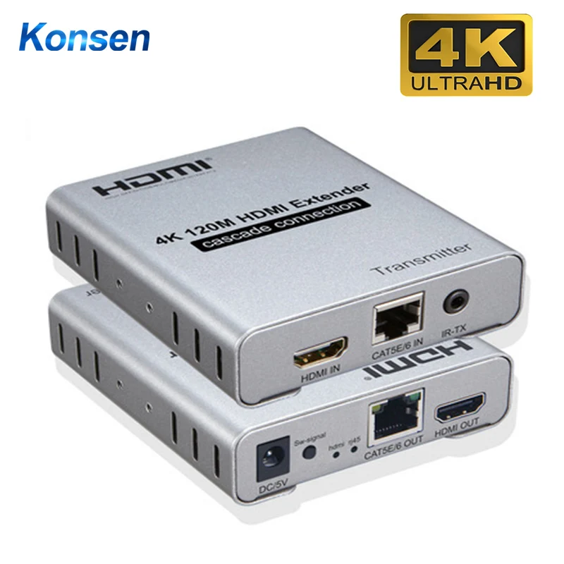 

4K HDMI Extender Via Cat5e CAT6 Ethernet Cable 120M HDMI Cascade Connection Extension Splitter Transmitter With Local Loop Out