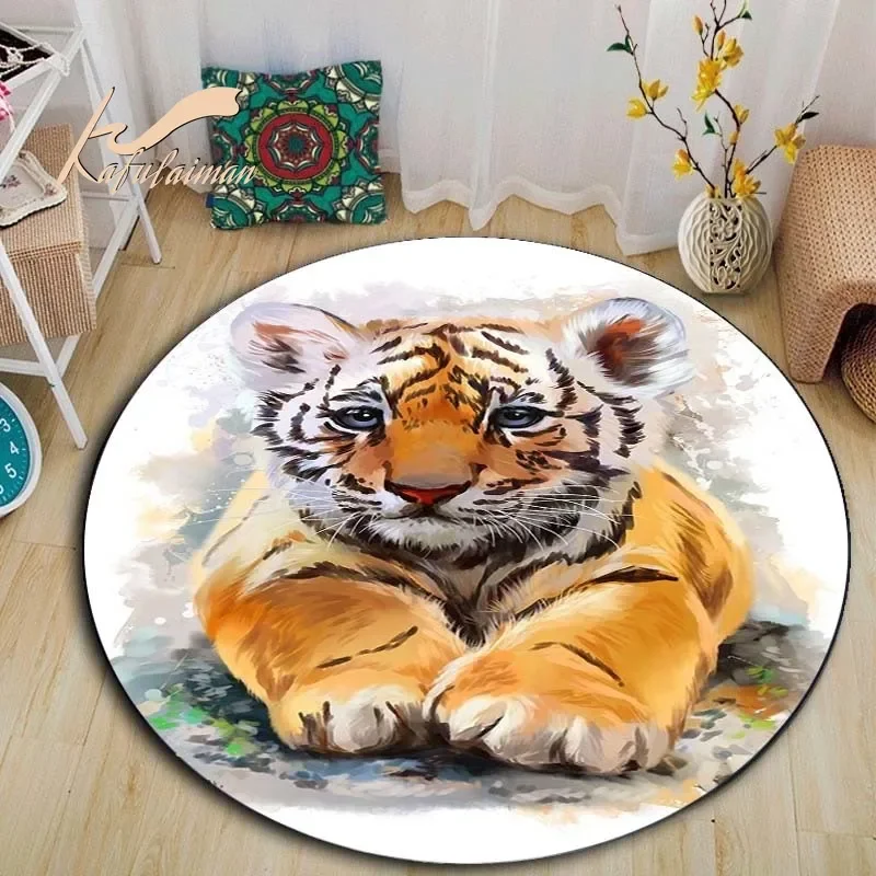 Милый дневной тигровый медведь рыбка круглый коврик напольные коврики ковер для
