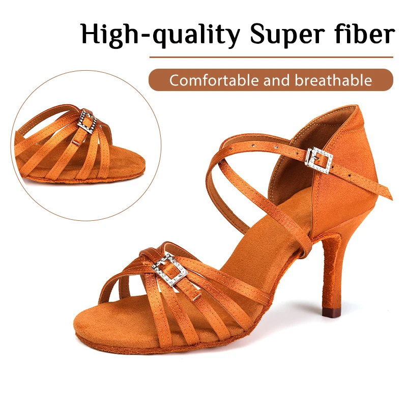New Ballroom Latin Dance Shoes for Women/Girls/Ladies Tango&Salsa High Heeled Indoor Satin/Silk 5/7.5/8.5cm Professional