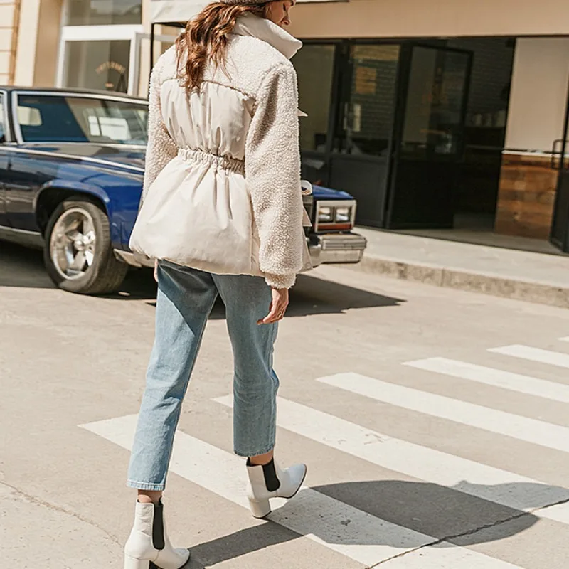 High Street Down Jacket 2023 New Autumn and Winter Ladies Fashion Parka Coat Warm Stand-up Collar Waist Long Sleeve Women Coat