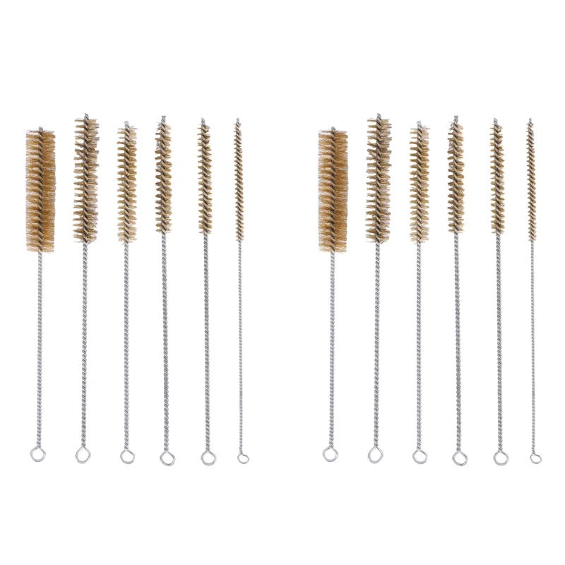 

12 Pcs Brass Tube Cleaning Brush Wire Brush Set Brass Wire Brush Set For Pipe Tube Cylinder Bores Cleaning Hand Tool