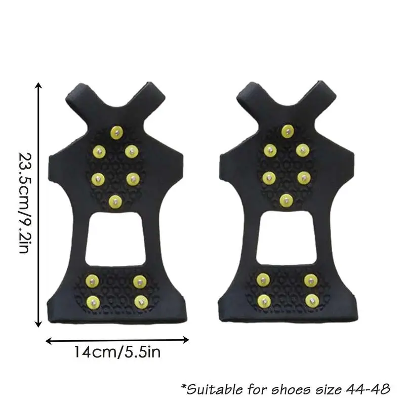 Snow Cleats 10 Steel Studs Shoe Spikes For Snow And Ice Anti Slip Snow Grips Ice Fishing Cleats Non Slip Rubber Gripper Over images - 6