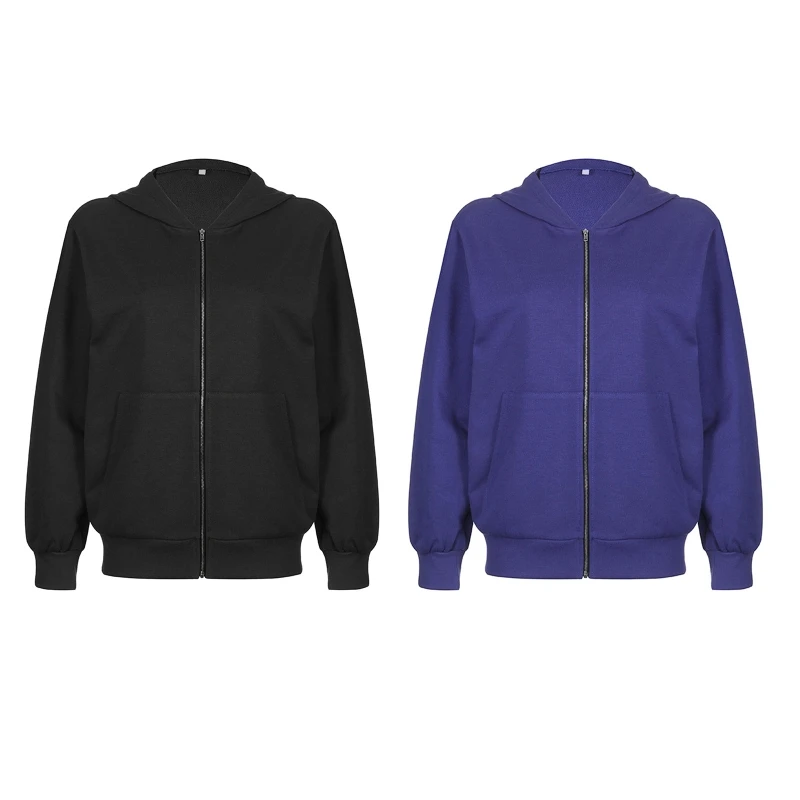 

Женская однотонная толстовка на молнии, с длинным рукавом