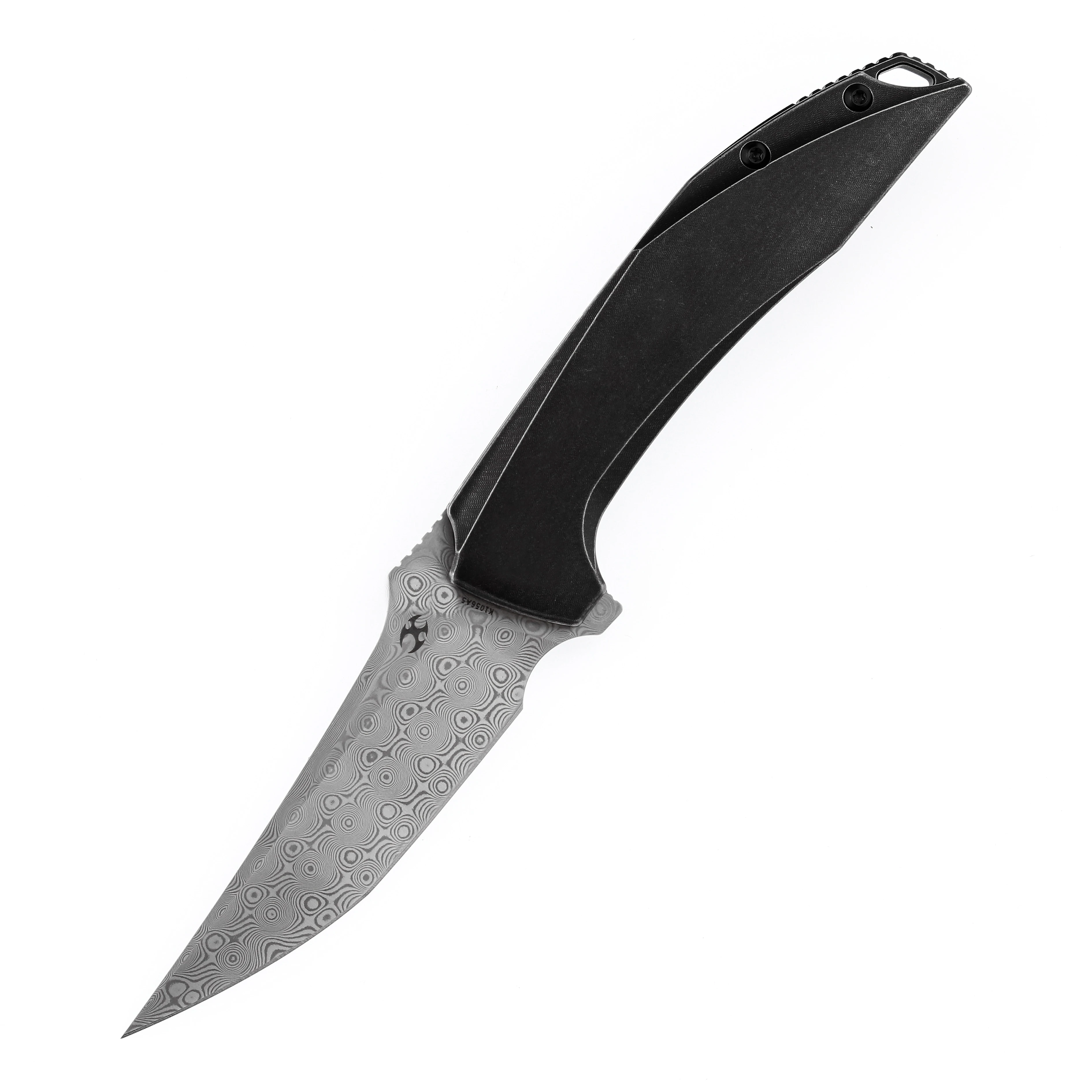Фото Складные ножи Kansept K1056 Baku Damascus/CPM-S35VN с лезвием из стали CPM-S35VN и рукоятью с инкрустацией из титана и микарты/тимаскуса, разработанные Грегом Шобом. №2