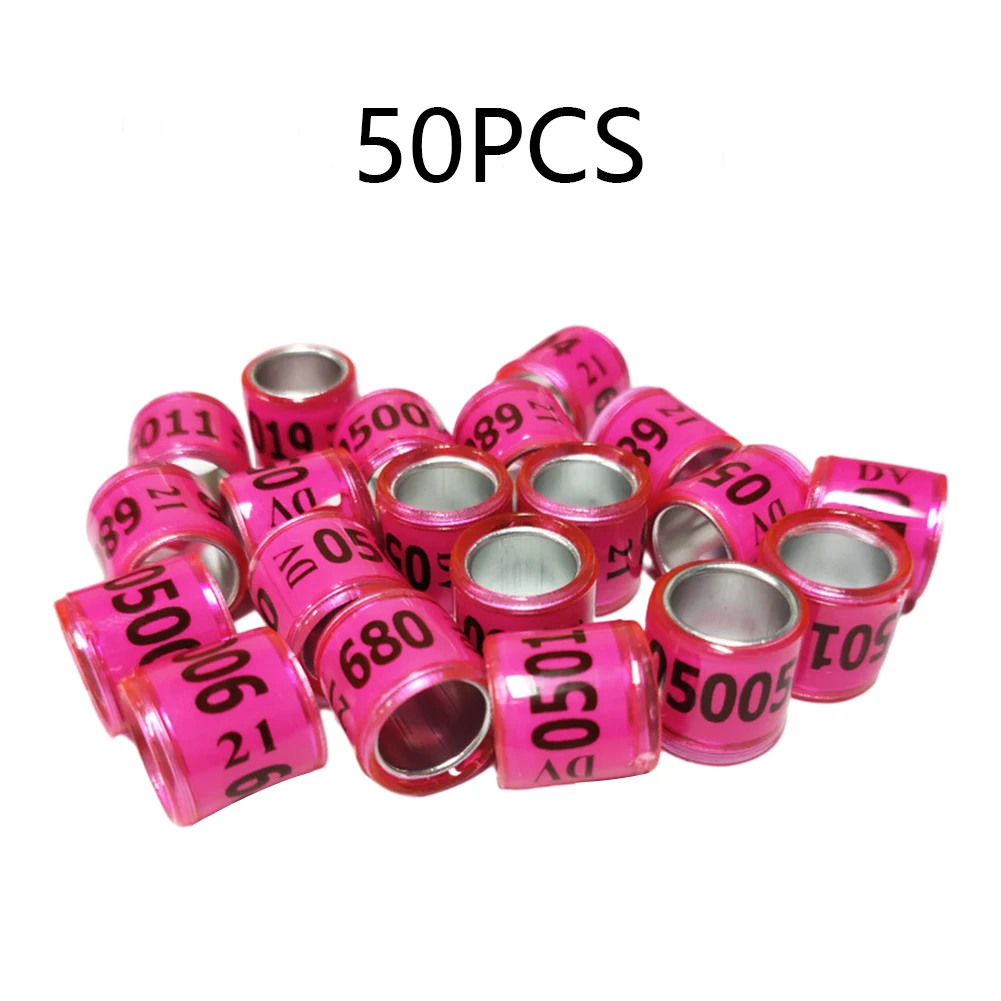 

50Pc Pigeon Foot Ring With Word Durable Aluminum Bird Ring Pigeon Racing Foot Rings Multicolor Bird Training Identification Tool