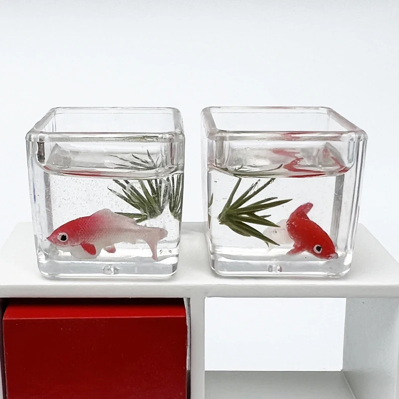 

1Pc 1:12 Miniature Model Mini Fish Tank Bowl Simulation Aquarium Scene Model For Home Desktop Ornament Dollhouse Toys Decoration