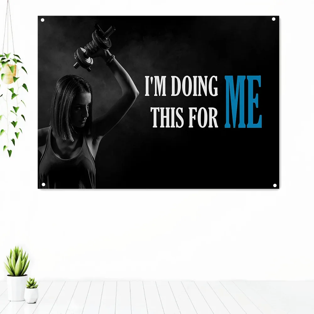 

I'M DOING THIS FOR ME Sports Fitness Poster Wall Art Exercise Inspirational Tapestry Gym Workout Decorative Banner Flag For Wall