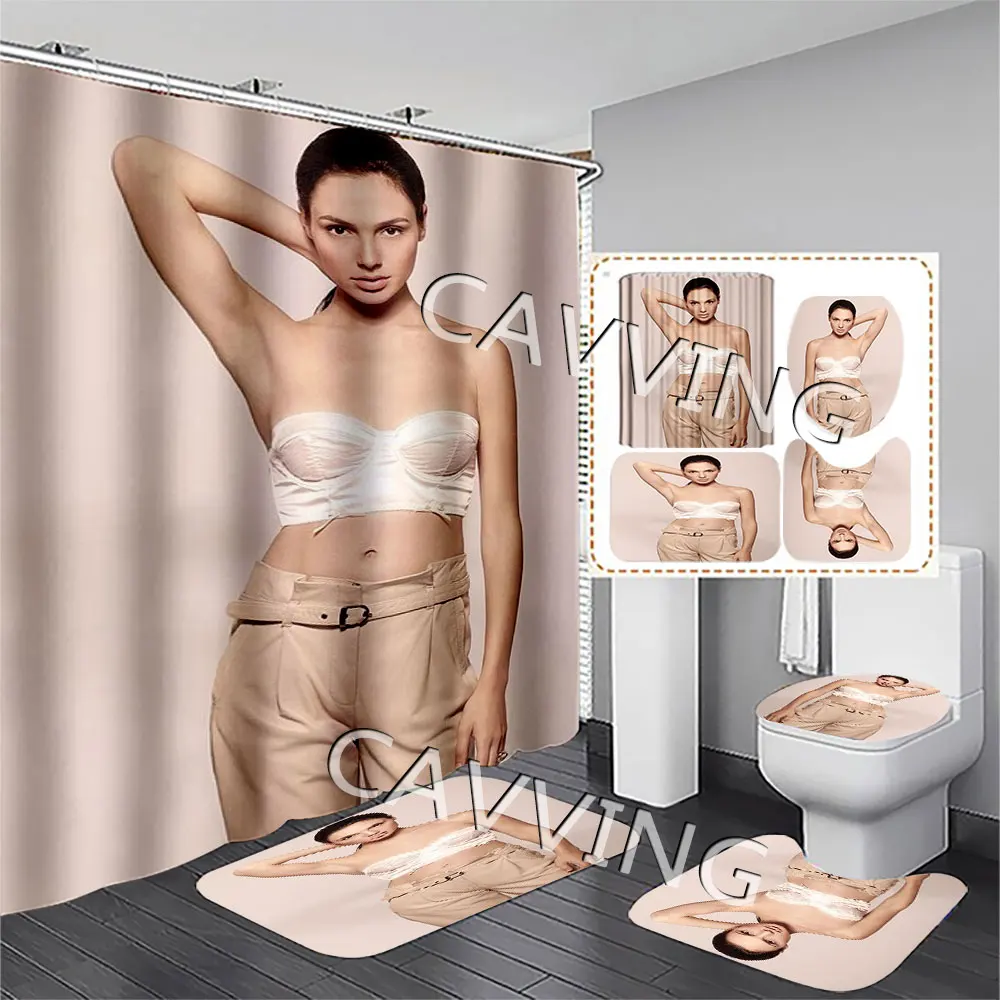 

Gal Gadot 3D Printed Shower Curtains Waterproof Bathroom Curtain Anti-slip Bath Mat Set Toilet Rugs Carpets F02