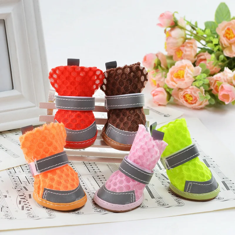 

Puppy Boots Summer York Anti-slip Small Shoes Dogs Bichon Teddy Cover Dog Breathable Reflective Shoes Pet For Mesh Chihuahua