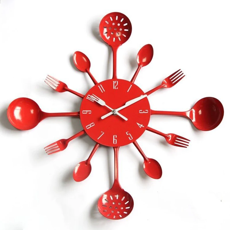 

Real Metal Wall Clock Knife Kitchen Decoration Quartz Mute Modern Separates Needle Watch Home