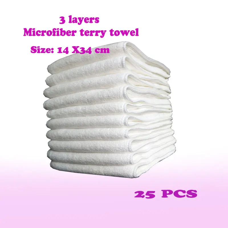 

25 шт., 3-х слойные подгузники из микрофибры, Размеры 35x13,5 см