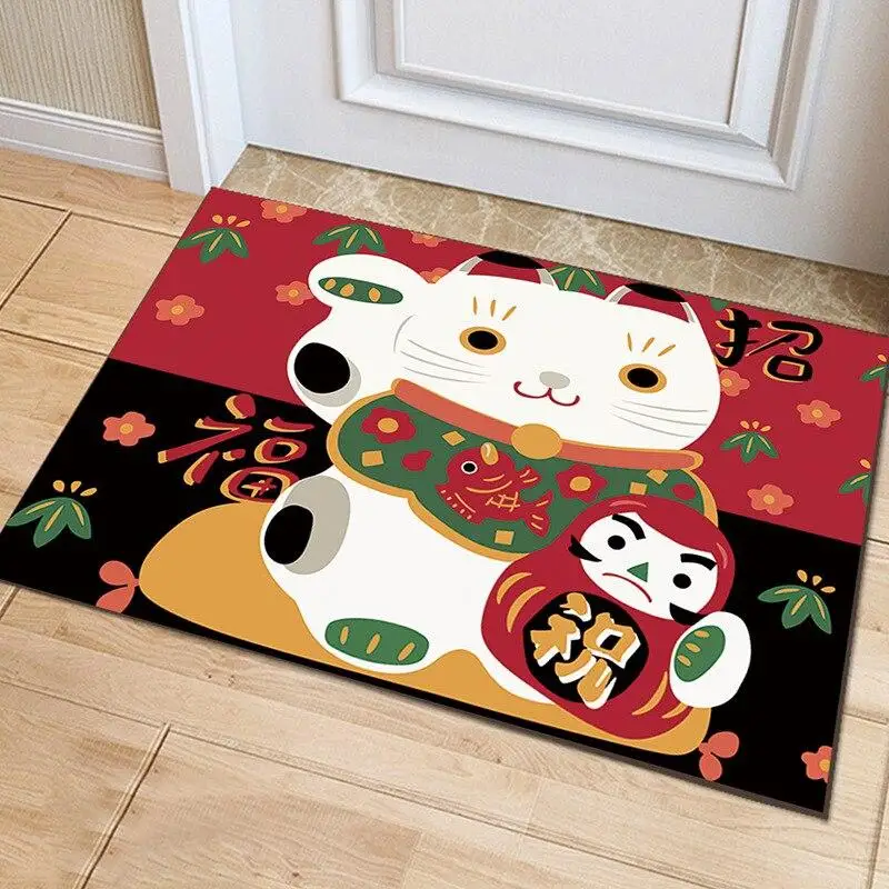 

Fortune Cat Floor Mat Living Room Carpet Decor Kitchen Bedroom Doormat Footpad