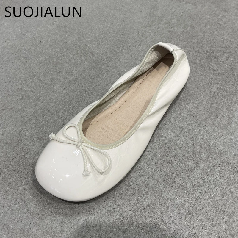 SUOJIALUN Autumn Classic Women Ballet Flats Shoes Shallow Slip On Ladies Soft Ballerina Flat Heel Casual Female Work Dress Shoes