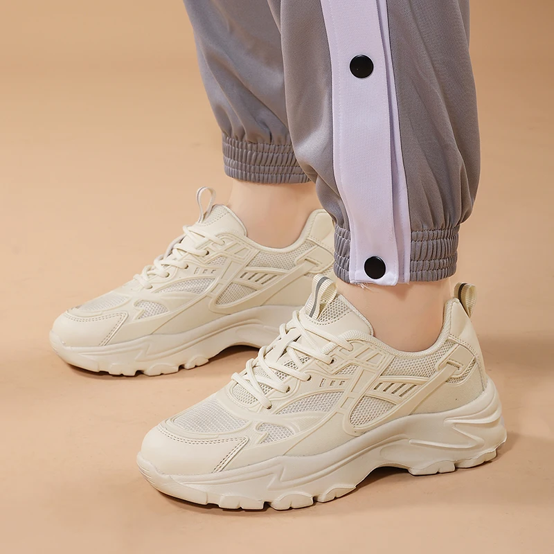 Fujeak Comfortable Casual Shoes for Women's Non-slip Sneakers Breathable Running Shoes Heightened Trendy Shoes Plus Size 35-42