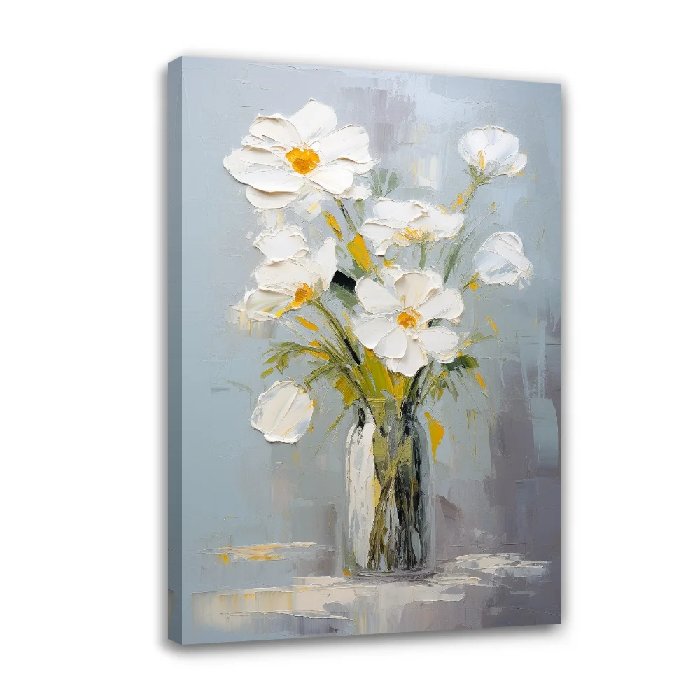 

Forbeauty Bloomy White Flowers Spray Printing Canvas Painting Waterproof And Block Wall Art Oil Paintings Poster For Home Decor