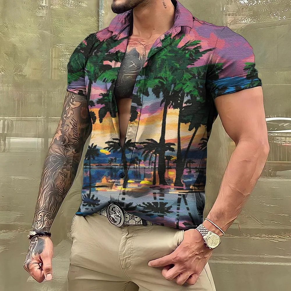 

Summer Men's Cool Shirt Fashion 3d Printing Trendy Dress Casual Outdoor Street Hip Hop Short Sleeve 5xl Oversized Breathable Loo
