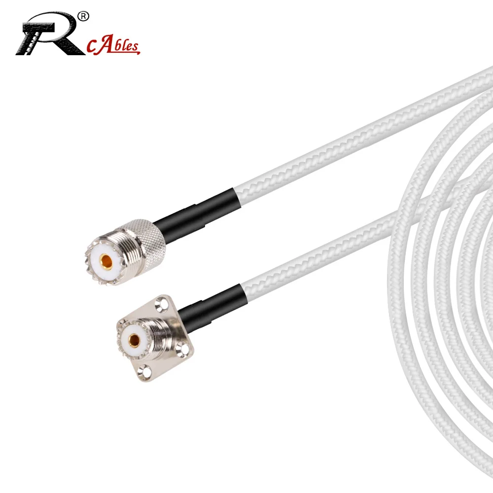 

UHF Female to UHF Female Plane Adapter RG316 Pigtail RF Coaxial Antenna Extension White Cable for Radio Ham Radio FM Transmitter