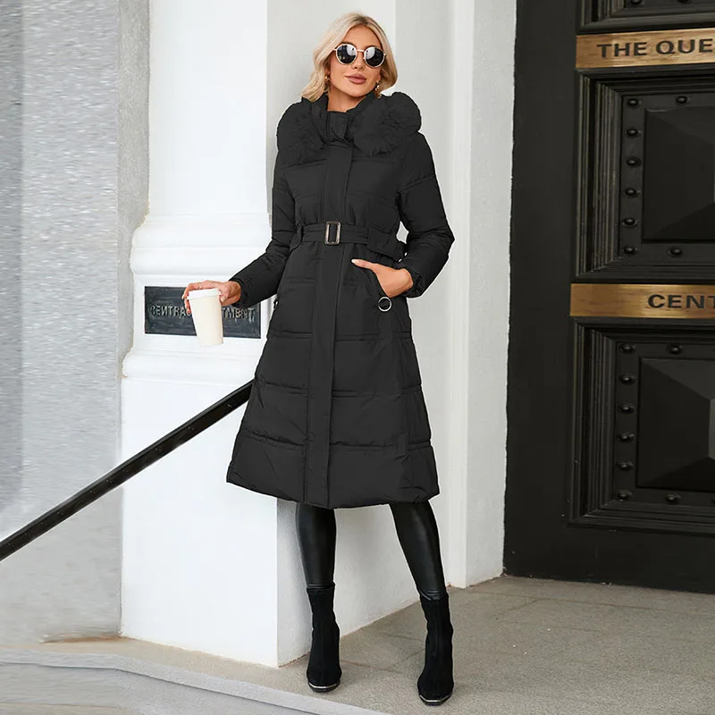 Women Parker White Duck Down Warm Hooded Fur Collar Women Down Jacket 2023 New Fashion Medium Length Women's Down Jacket NBH715