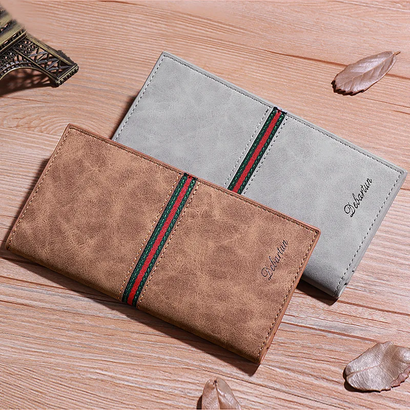 Wallet Long Two-fold Open Ultra-thin Multi-card Slot Men's Casual Wallet Korean Version Retro Fashion Brand Wallet Ticket Holder
