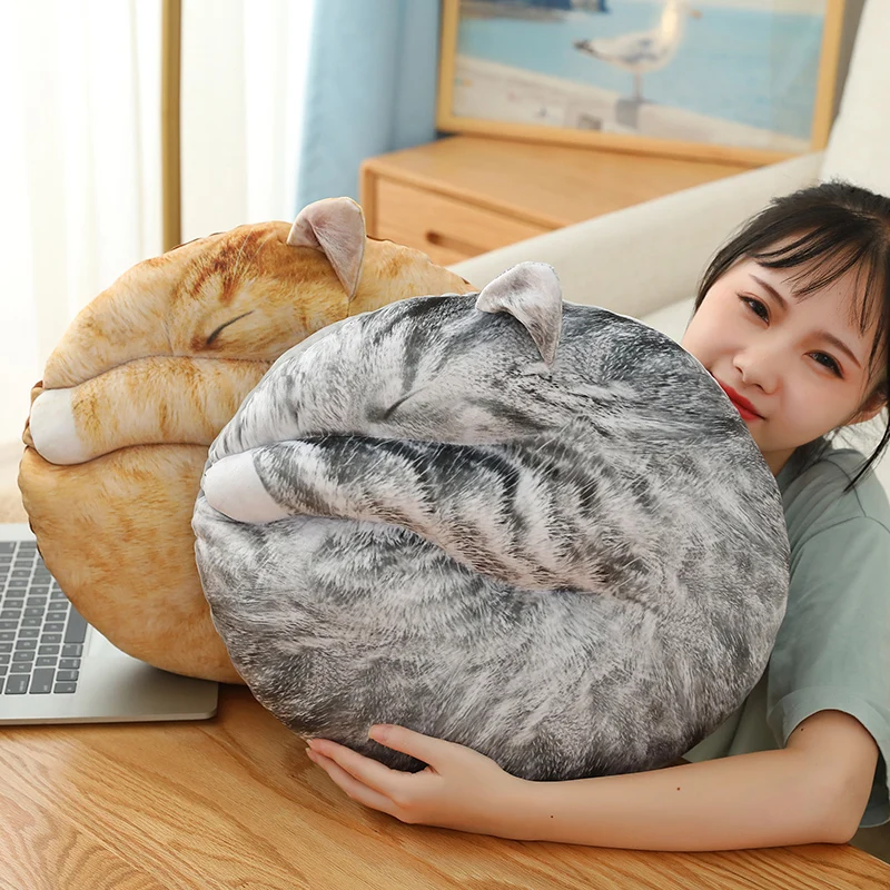 

Lifelike Cats Cushion Pillow Orange Cat Seat Cushion Simulation Animal Back Cushion Tatami Car Chair Cushion Home Decoration
