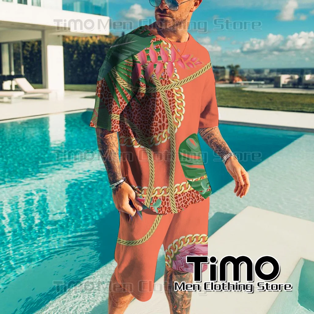 2023 New Summer Men's Sports Set Luxury T-shirt Shorts Set Street Casual Fashion Clothing Street Outdoor Jogging Men 2-piece Set