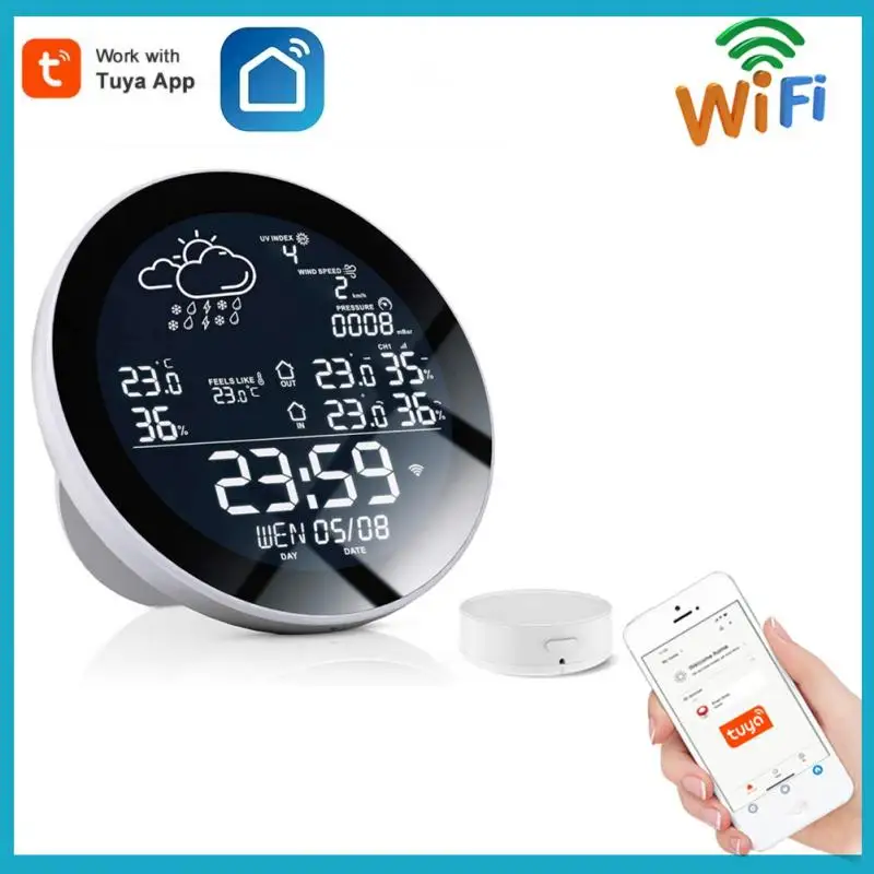 

Tuya Smart WiFi LCD Digital Clock Temperature Hygrometer Sensor Indoor And Outdoor Smart Thermometer Hygrometer App Control