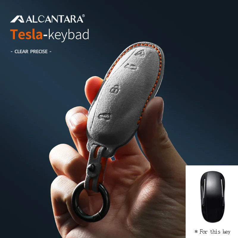 

Alcantara Suede Car Smart Key Case Cover for Tesla Model 3 Model S ModelX Model Y Protector Fob Keychain Accessories