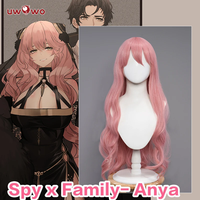 Pre-sale UWOWO Anime Spy x Family: Anya Forger Cosplay Wig Anya Adult Cosplay Anya Wig Long Hair 80cm Pink Wig Heat Resistant
