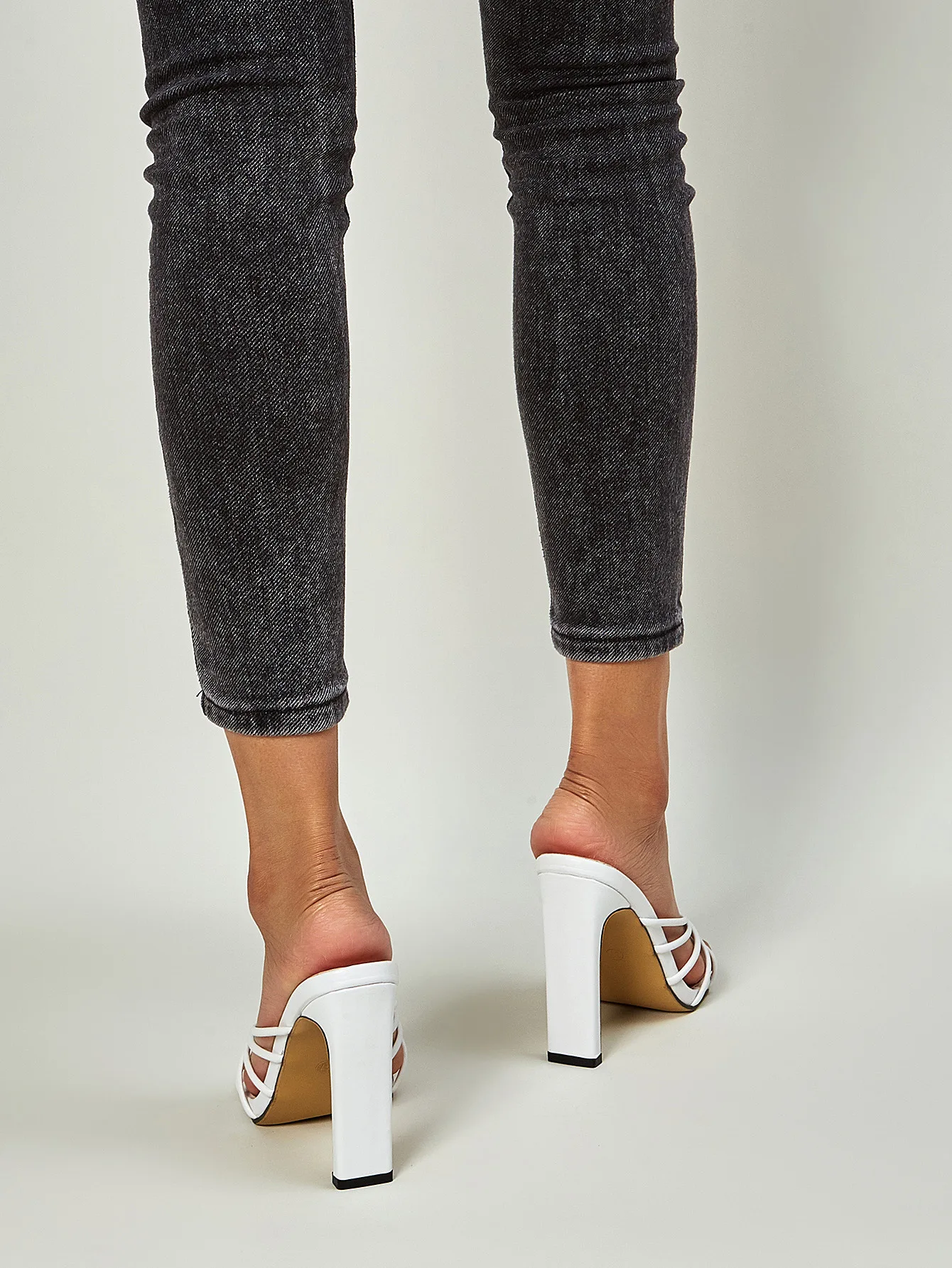 Fashion PU Square Toe Sexy Stiletto Heel Slippers Butterfly-Knot Decoration Summer Sandals Concise Mule Zapatos De Mujer