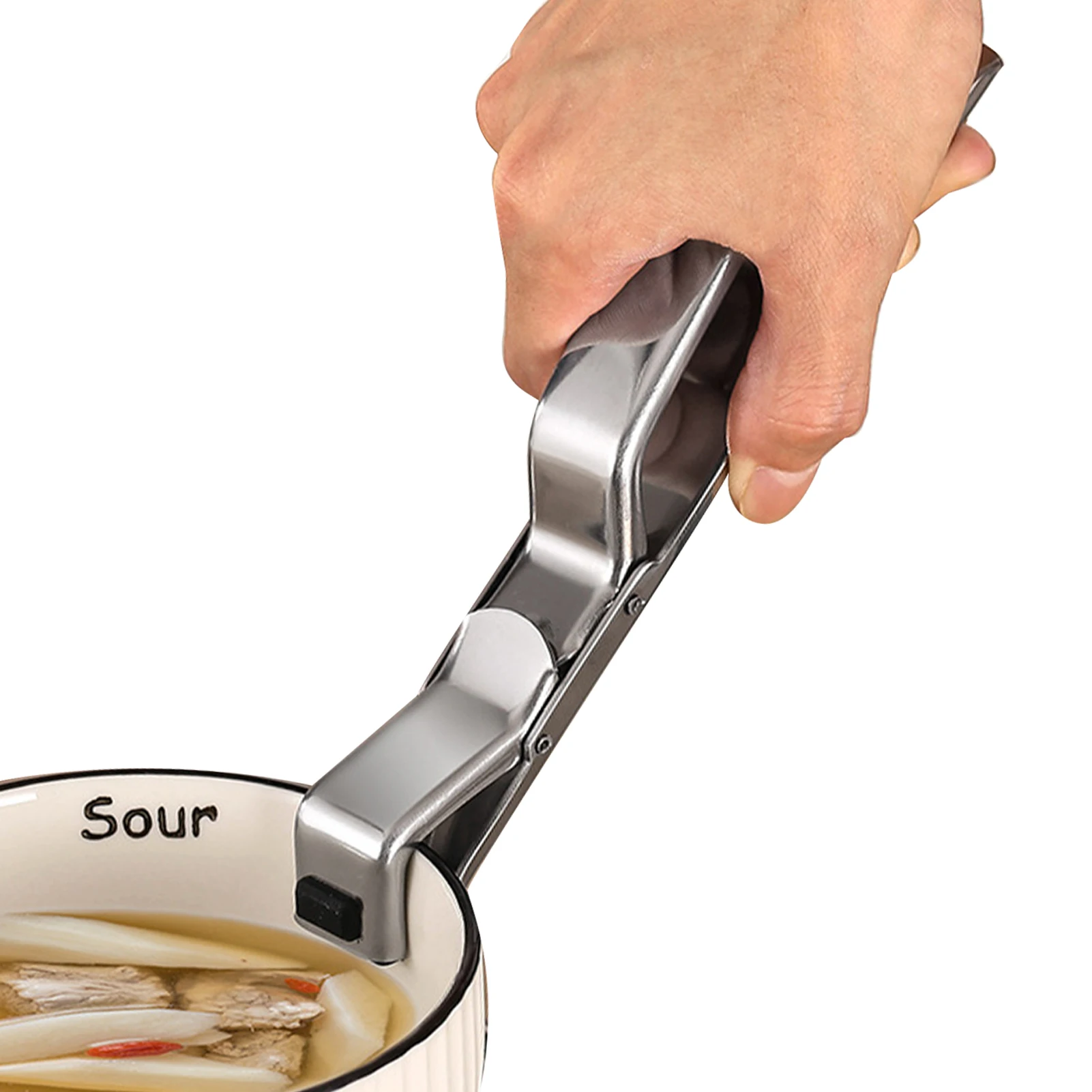 

Зажим для горячей посуды из нержавеющей стали, зажим для чаши с защитой от ожогов, рандомный захват, инструмент для чаши, тарелки, посуды, кас...