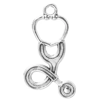 25pcslot simple silver color stethoscope charms zinc alloy pendants for necklace bracelet diy making jewelry making accessories