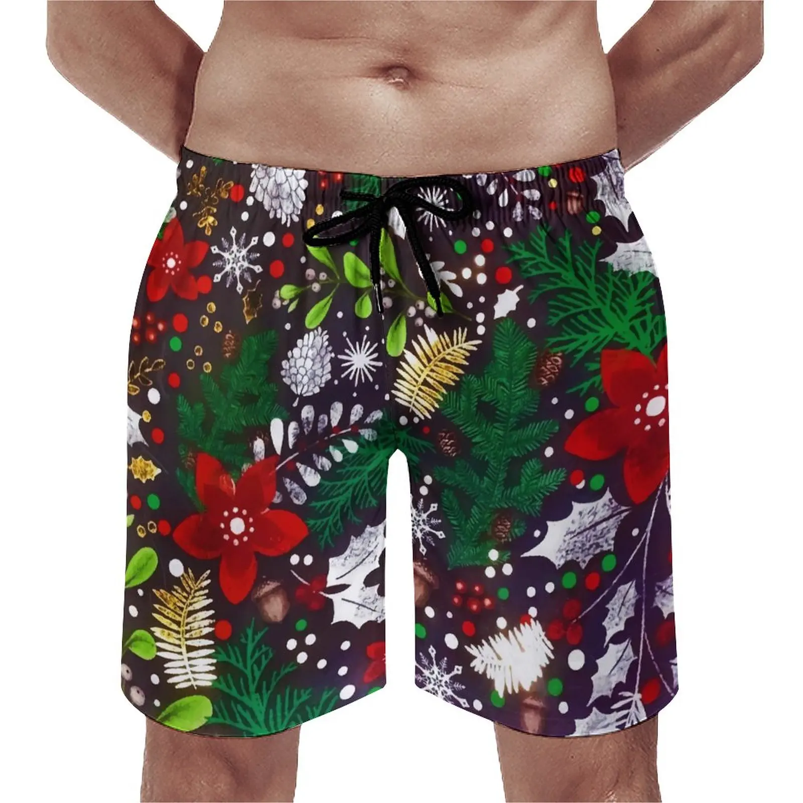 

Сосновые шишки, шорты, винтажные рождественские Гавайские шорты, мужские шорты с принтом для бега, удобные плавки, идея подарка