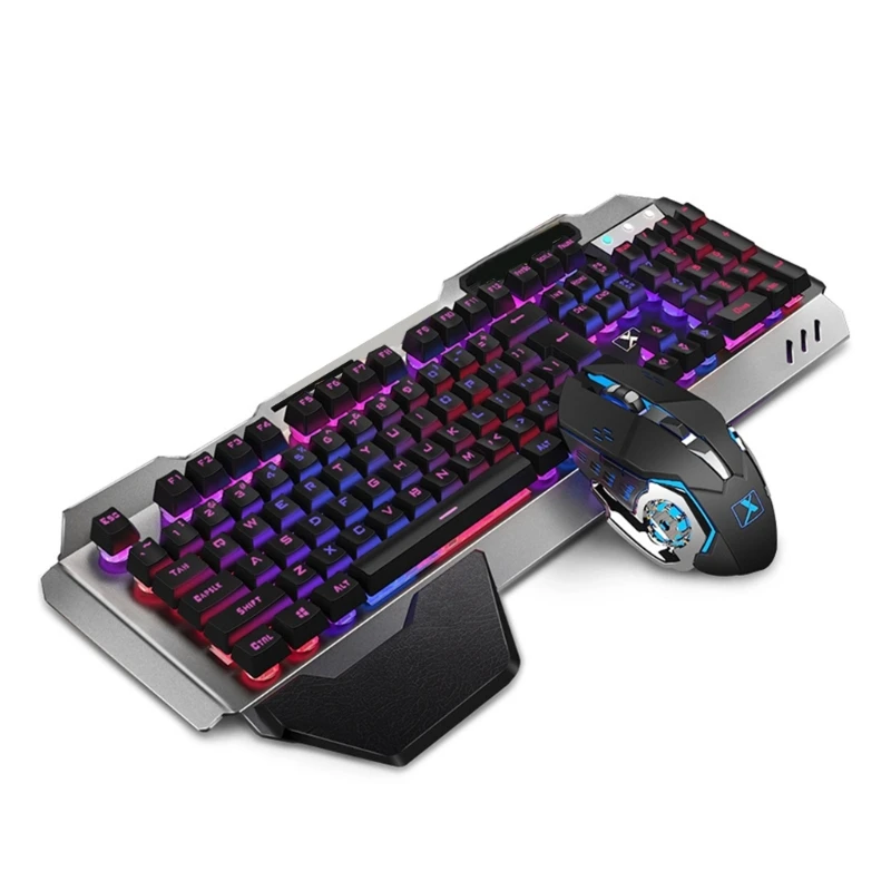 

K680 Wireless Gaming Keyboard Mouse RGB Backlit Metal Panel 3000mAh Rechargeable for Gamer Mouse Waterproof Keypad