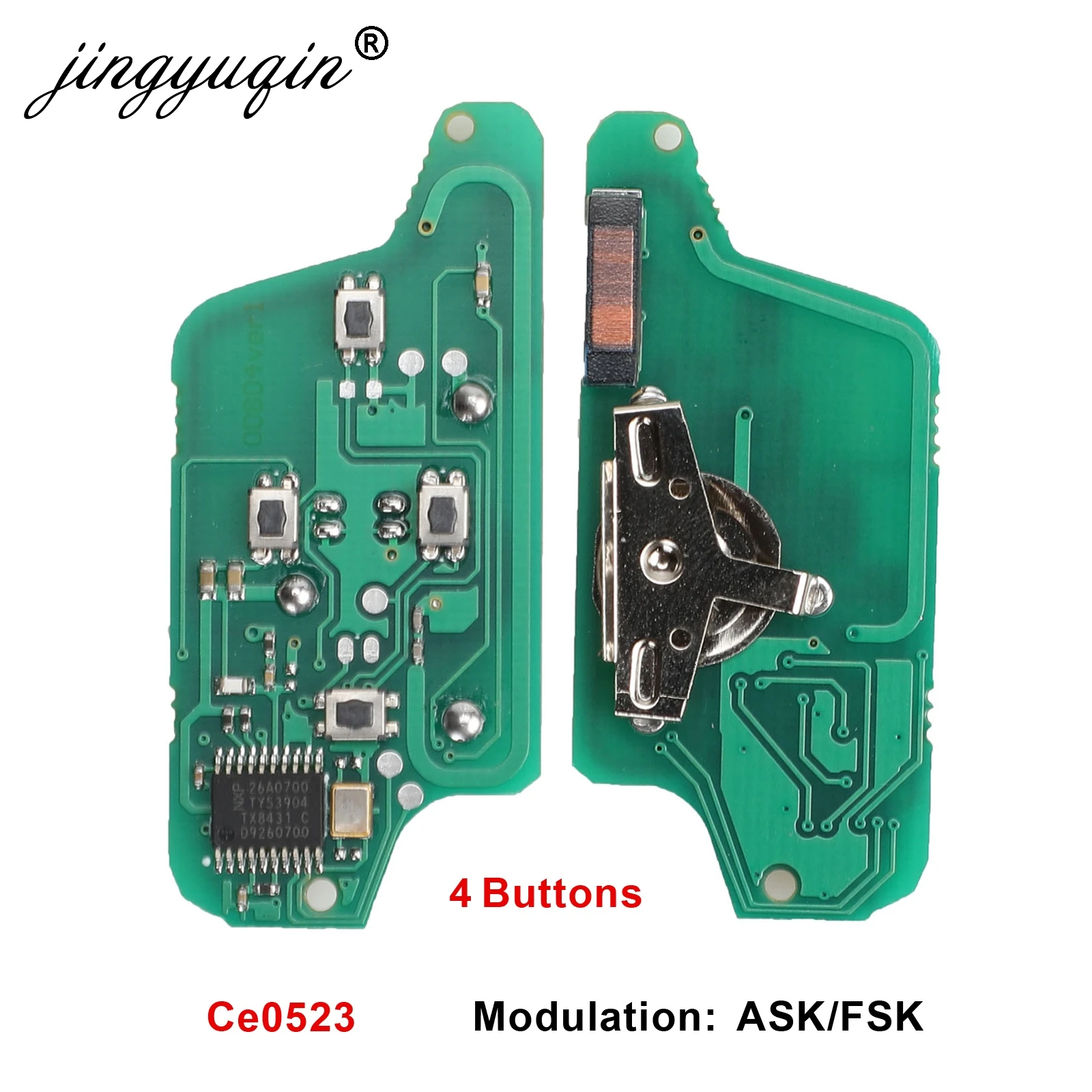 

Jingyuqin ASK/FSK 433 МГц 4 кнопки печатная плата для Peugeot 1007 для Citroen C8 CE0523 флип Floding дистанционный брелок управления