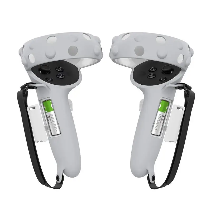 

Silicone Handle Grips Cover With Battery Opening Compatible With OculusQuest 2 Accessories Anti-Throw Extended Protective Strap