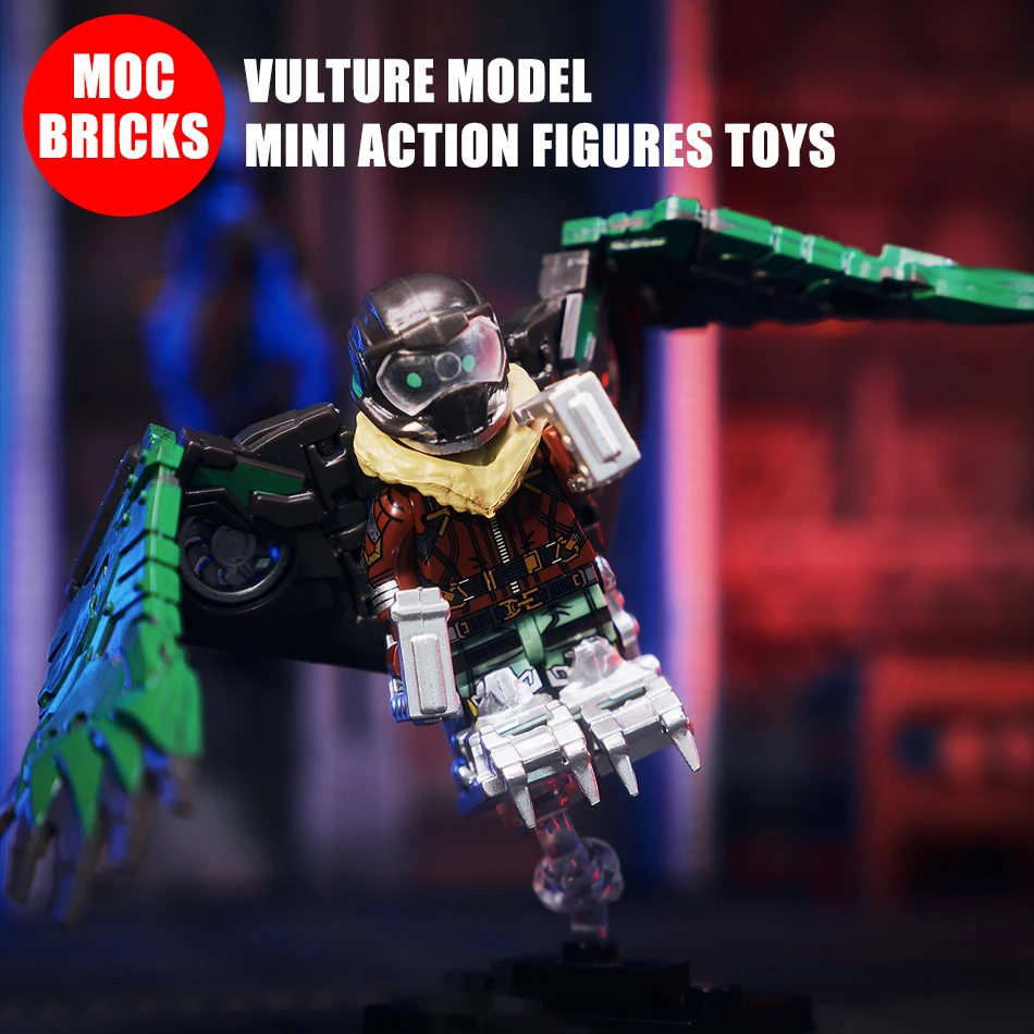 MOC Bricks супер комиксы паук стервятник человек строительные блоки с поворотными
