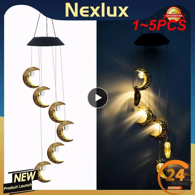 

Ветряные музыкальные колокольчики, водонепроницаемые уличные подвесные светильники на солнечной батарее, украшение для сада, 1 ~ 5 шт.